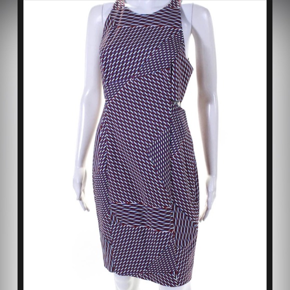 NWT 1. State Womens Back Zip Crew Neck Cut Out Striped Dress Multicolored Medium - Picture 8 of 8